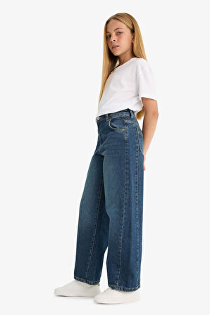 Kız Çocuk Balloon Fit Geniş Paça Jean Pantolon