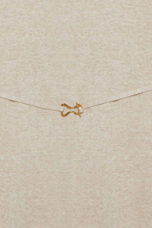 Bisiklet Yaka Kemer Detaylı Triko Yelek