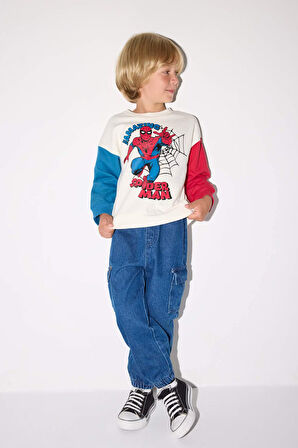 Erkek Bebek Marvel Comics Bisiklet Yaka İçi Yumuşak Tüylü Sweatshirt