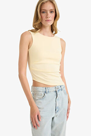 Slim Fit Dar Kesim Bisiklet Yaka Ribana Atlet