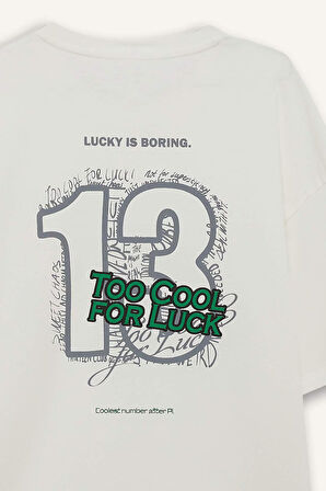 Boxy Fit Bisiklet Yaka Baskılı Kısa Kollu Tişört