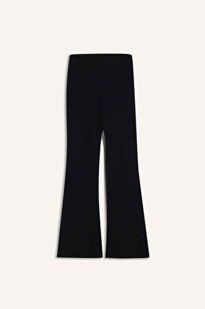 DeFactoFit Flare Fit Toprlayıcı Yüksek Bel İspanyol Paça Standart Boy Ribana Sporcu Pantolon