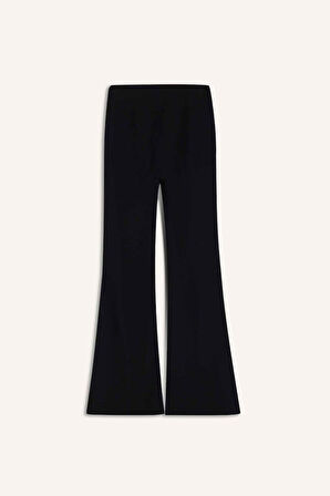DeFactoFit Flare Fit Toprlayıcı Yüksek Bel İspanyol Paça Standart Boy Ribana Sporcu Pantolon