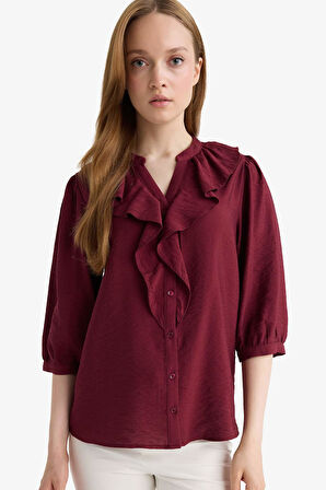 Regular Fit Bisiklet Yaka Uzun Kollu Gömlek