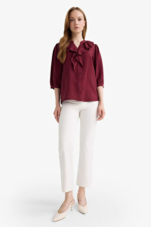 Regular Fit Bisiklet Yaka Uzun Kollu Gömlek