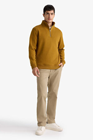 Regular Fit Yarım Balıkçı Yaka Kalın Sweatshirt Kumaşı Sweatshirt