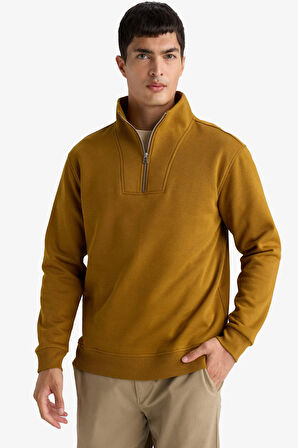 Regular Fit Yarım Balıkçı Yaka Kalın Sweatshirt Kumaşı Sweatshirt