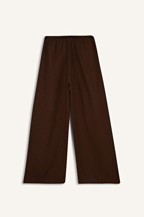 Wide Leg Cep Detaylı Geniş Paça Keten Karışımlı Pantolon
