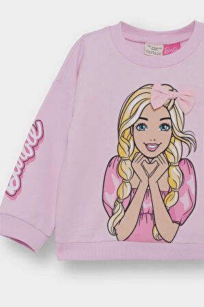 Kız Bebek Barbie Bisiklet Yaka Sweatshirt