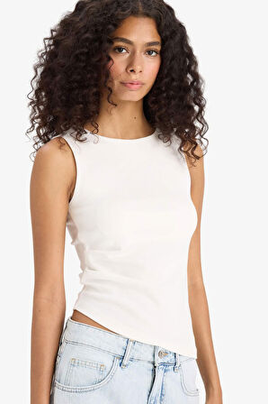 Slim Fit Dar Kesim Bisiklet Yaka Ribana Atlet