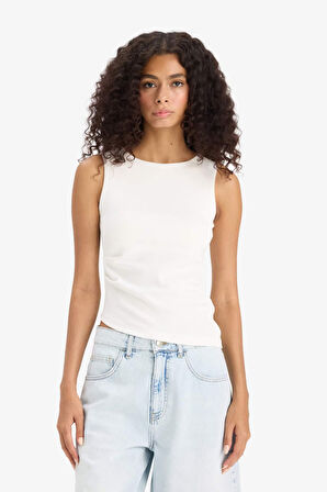 Slim Fit Dar Kesim Bisiklet Yaka Ribana Atlet