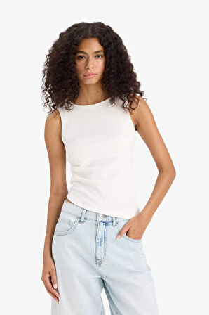 Slim Fit Dar Kesim Bisiklet Yaka Ribana Atlet