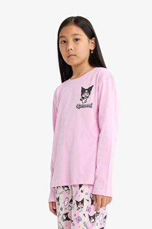 Kız Çocuk Kuromi Pijama Takımı Uzun Kollu Üst Uzun Alt