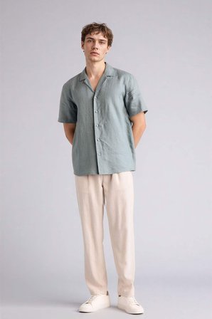 DeFacto Relax Fıt Kısa Paça Keten Görünümlü Pantolon E4790AX26SMER22