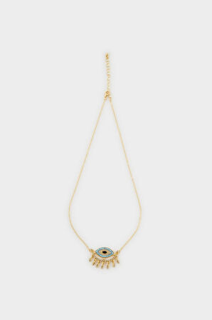 Kadın Çelik Mavi Göz Detaylı Kolye