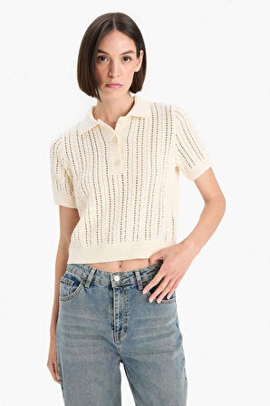 Regular Fit Polo Yaka Ajurlu Triko Kazak