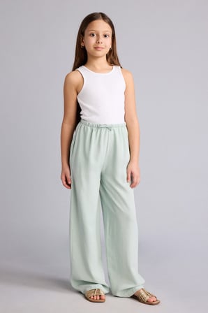 DeFacto Wıde Leg Geniş Paça Keten Karışımlı Pantolon Kız Çocuk H1219A826SMGN1113