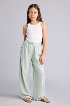 DeFacto Wıde Leg Geniş Paça Keten Karışımlı Pantolon Kız Çocuk H1219A826SMGN1113