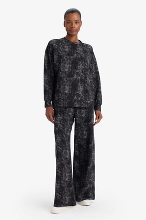 DeFacto Oversize Geniş Kalıp Bisiklet Yaka Sporcu Sweatshirt G7102AX25WNBK81