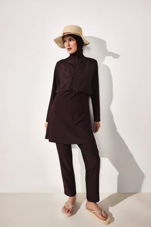 DeFacto Regular Fıt 5'li Kahverengi Burkini Mayo G8897AX26SMBN340