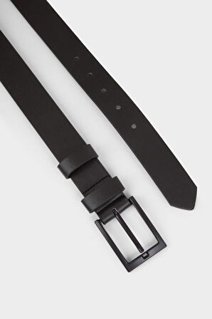 Erkek Dikdörtgen Toka Suni Deri Günlük Kemer