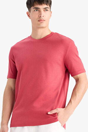 DeFacto %100 Pamuk Regular Fit Bisiklet Yaka Basic Düz Kısa Kollu Tişört E7961AX25AUBR238