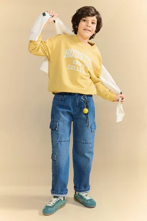 DeFacto %100 Pamuk Oversize Geniş Kalıp Baskılı Sweatshirt Erkek Çocuk G6170A826SPYL502