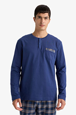 Pijama Takımı Regular Fit Uzun Kollu Üst Kareli Uzun Alt