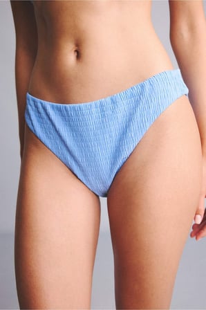 Regular Fıt Kırışık Dokulu Kumaş Kapalı Beyaz Bikini Altı