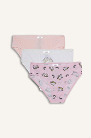 Kız Çocuk Desenli 3'lü Slip Külot