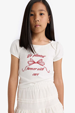 Kız Çocuk Slogan Baskılı Atlet