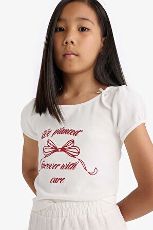 Kız Çocuk Slogan Baskılı Atlet