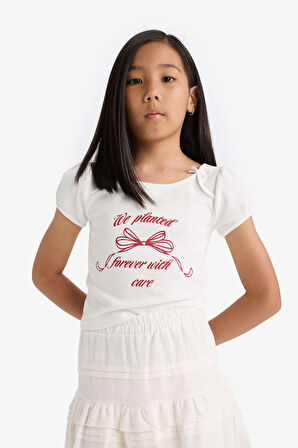 Kız Çocuk Slogan Baskılı Atlet