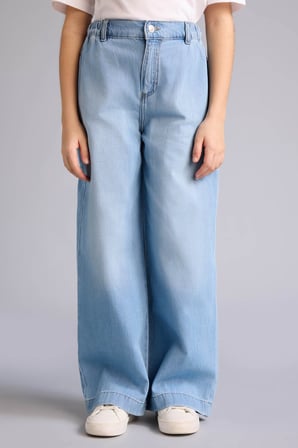 DeFacto %100 Pamuk Wıde Leg Buz Mavi Jean Pantolon Kız Çocuk G0304A826SMNM63