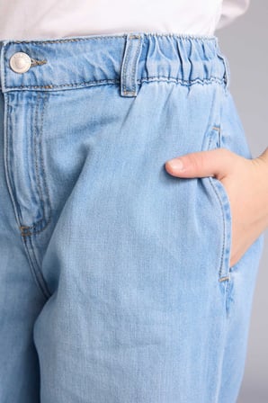 DeFacto %100 Pamuk Wıde Leg Buz Mavi Jean Pantolon Kız Çocuk G0304A826SMNM63