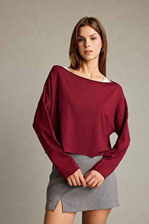 Regular Fit Kayık Yaka Modal Sweatshirt