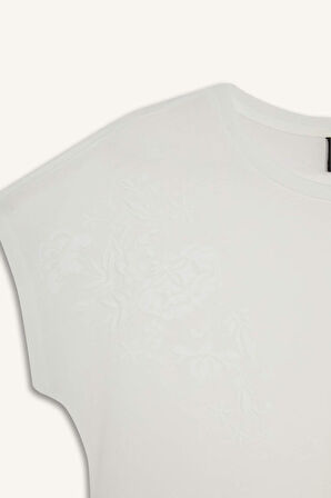 Bisiklet Yaka Puf Baskılı Kısa Kollu Tişört