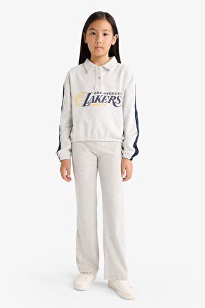 Kız Çocuk NBA Los Angeles Lakers Relax Fit Polo Yaka Sweatshirt