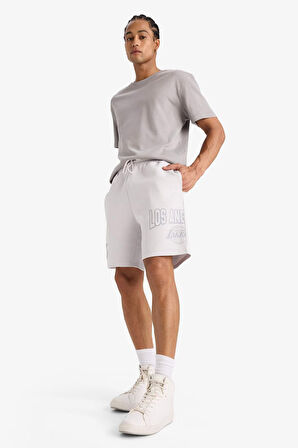 DeFactoFit NBA Los Angeles Lakers Standart Fit Kısa Paça Skuba Dalgıç Kumaş Şort