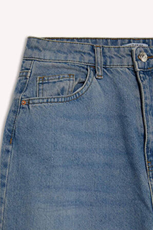 90's Wide Leg Yüksek Bel Uzun Jean Yıkamalı Pantolon