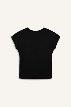Regular Fit Bisiklet Yaka Desenli Kısa Kollu Tişört