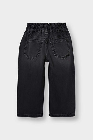 Kız Bebek Wide Leg Beli Lastikli Jean Pantolon