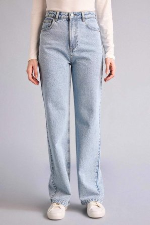DeFacto 90's Wıde Leg Yüksek Bel Düz Paça Uzun Jean Kar Yıkamalı Pantolon G4923AX26SMNM39