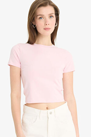 DeFacto Slim Fit Dar Kesim Bisiklet Yaka Basic Düz Kısa Kollu Tişört F3535AX25SMPN441