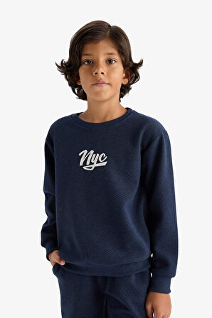 Erkek Çocuk 2'li Takım Baskılı Sweatshirt Eşofman Altı 