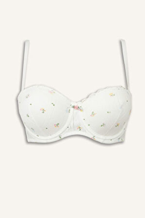 Dantel Detaylı Kaplı Pedsiz Balenli Balkonet Sütyen Fall in Love