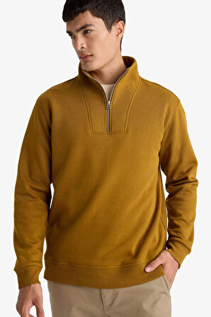 Regular Fit Yarım Balıkçı Yaka Kalın Sweatshirt Kumaşı Sweatshirt