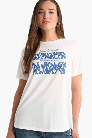 DeFacto Regular Fit Bisiklet Yaka Baskılı Kısa Kollu Tişört F4843AX25SMER105