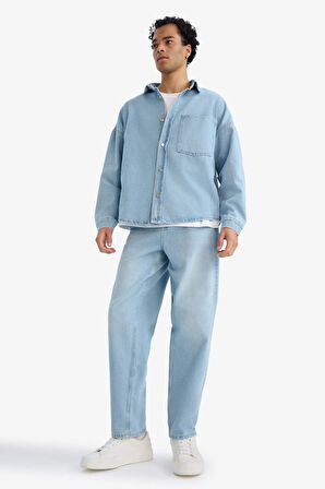 Relax Fit Düz Paça Jean Pantolon