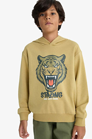 Erkek Çocuk Kapüşonlu Baskılı Sweatshirt